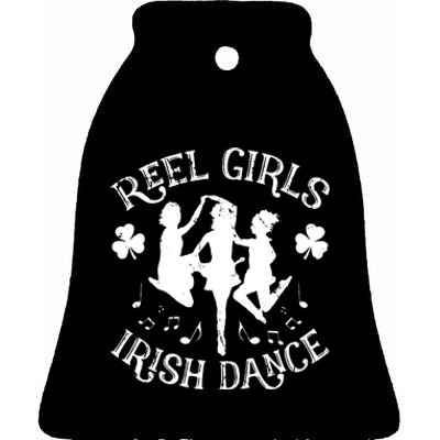 St Patricks Day Reel Girl Irish Dance Green Ceramic Bell Ornament