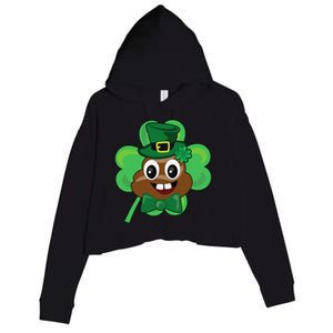 Saint Patrick's Day Funny Poop Leprechaun Green Clover Crop Fleece Hoodie