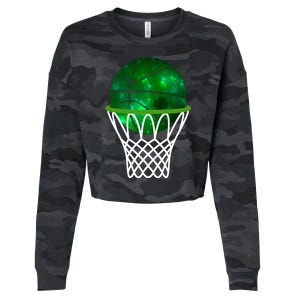 St Patricks Day Shamrock Basketball Irish Cropped Pullover Crew