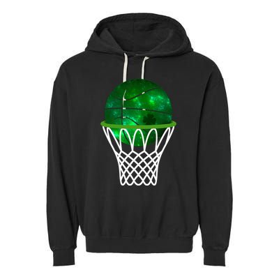 St Patricks Day Shamrock Basketball Irish Garment-Dyed Fleece Hoodie