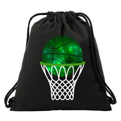 St Patricks Day Shamrock Basketball Irish Drawstring Bag