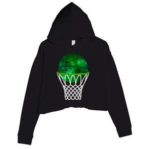 St Patricks Day Shamrock Basketball Irish Crop Fleece Hoodie