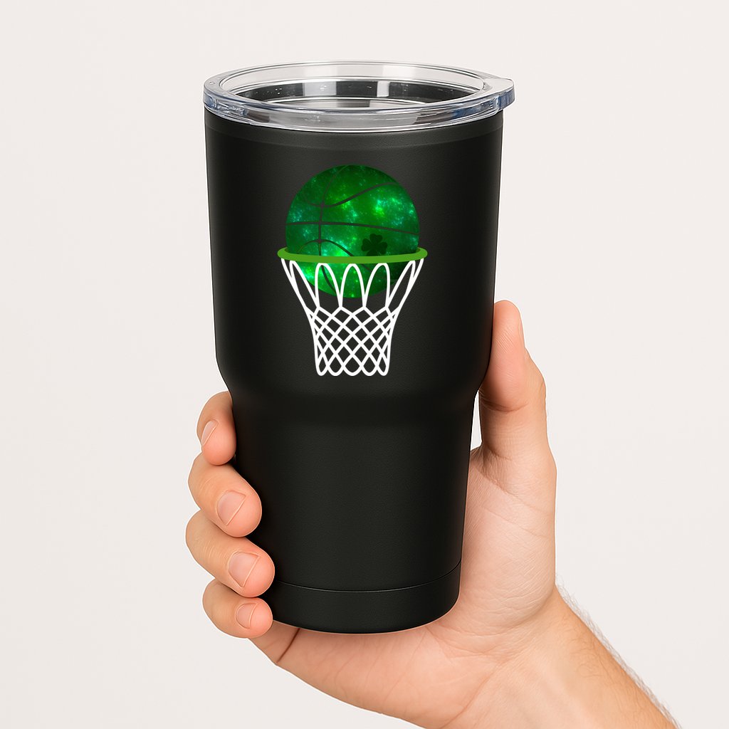 St Patricks Day Shamrock Basketball Irish Tumbler