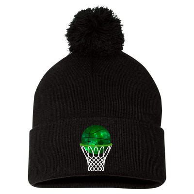 St Patricks Day Shamrock Basketball Irish Pom Pom 12in Knit Beanie
