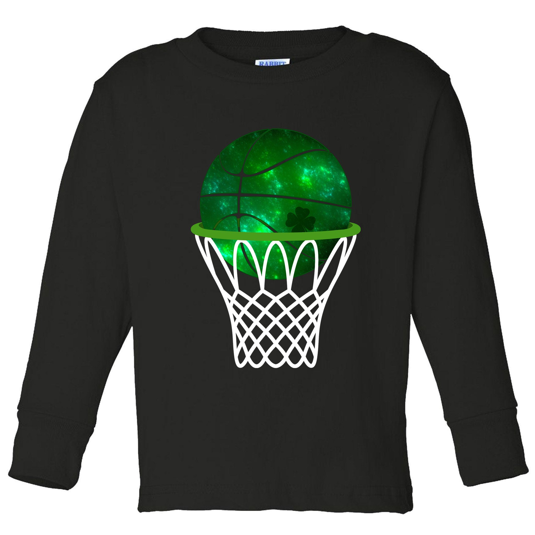 St Patricks Day Shamrock Basketball Irish Toddler Long Sleeve Shirt