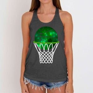 St Patricks Day Shamrock Basketball Irish Women's Knotted Racerback Tank