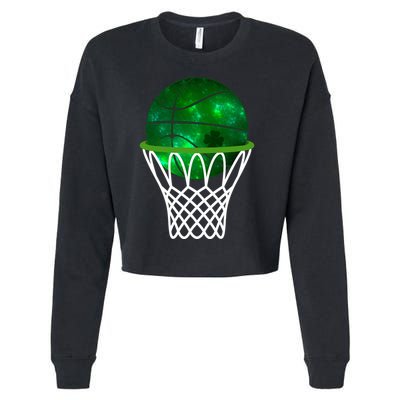 St Patricks Day Shamrock Basketball Irish Cropped Pullover Crew