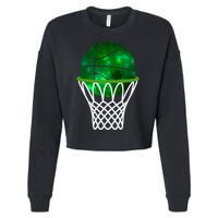 St Patricks Day Shamrock Basketball Irish Cropped Pullover Crew