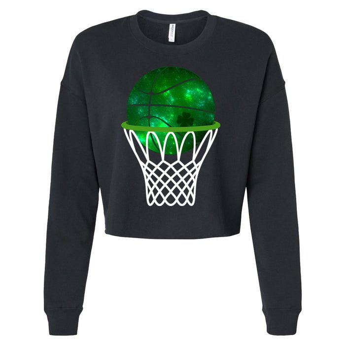 St Patricks Day Shamrock Basketball Irish Cropped Pullover Crew