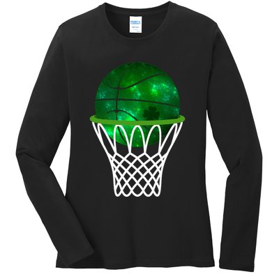St Patricks Day Shamrock Basketball Irish Ladies Long Sleeve Shirt