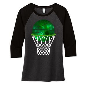 St Patricks Day Shamrock Basketball Irish Women's Tri-Blend 3/4-Sleeve Raglan Shirt