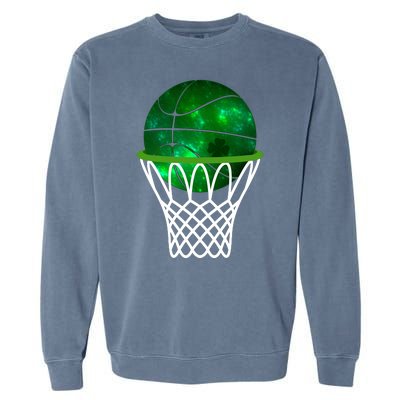 St Patricks Day Shamrock Basketball Irish Garment-Dyed Sweatshirt