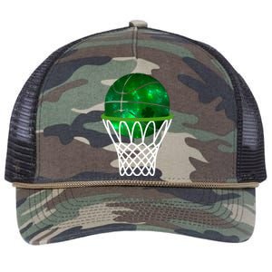 St Patricks Day Shamrock Basketball Irish Retro Rope Trucker Hat Cap