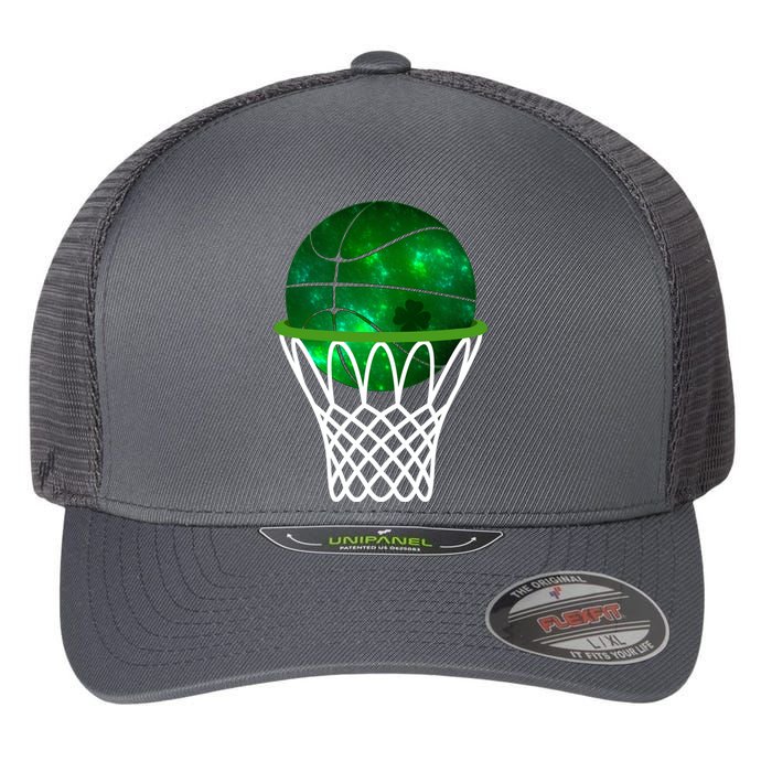 St Patricks Day Shamrock Basketball Irish Flexfit Unipanel Trucker Cap