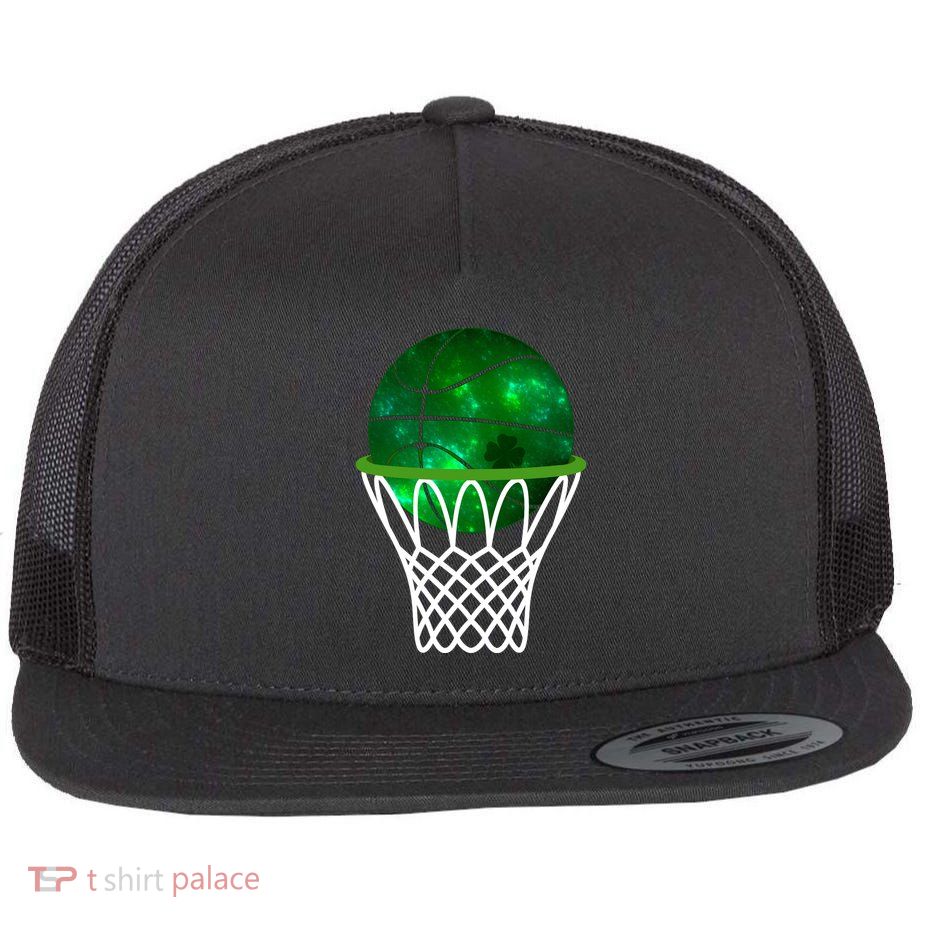 St Patricks Day Shamrock Basketball Irish Flat Bill Trucker Hat