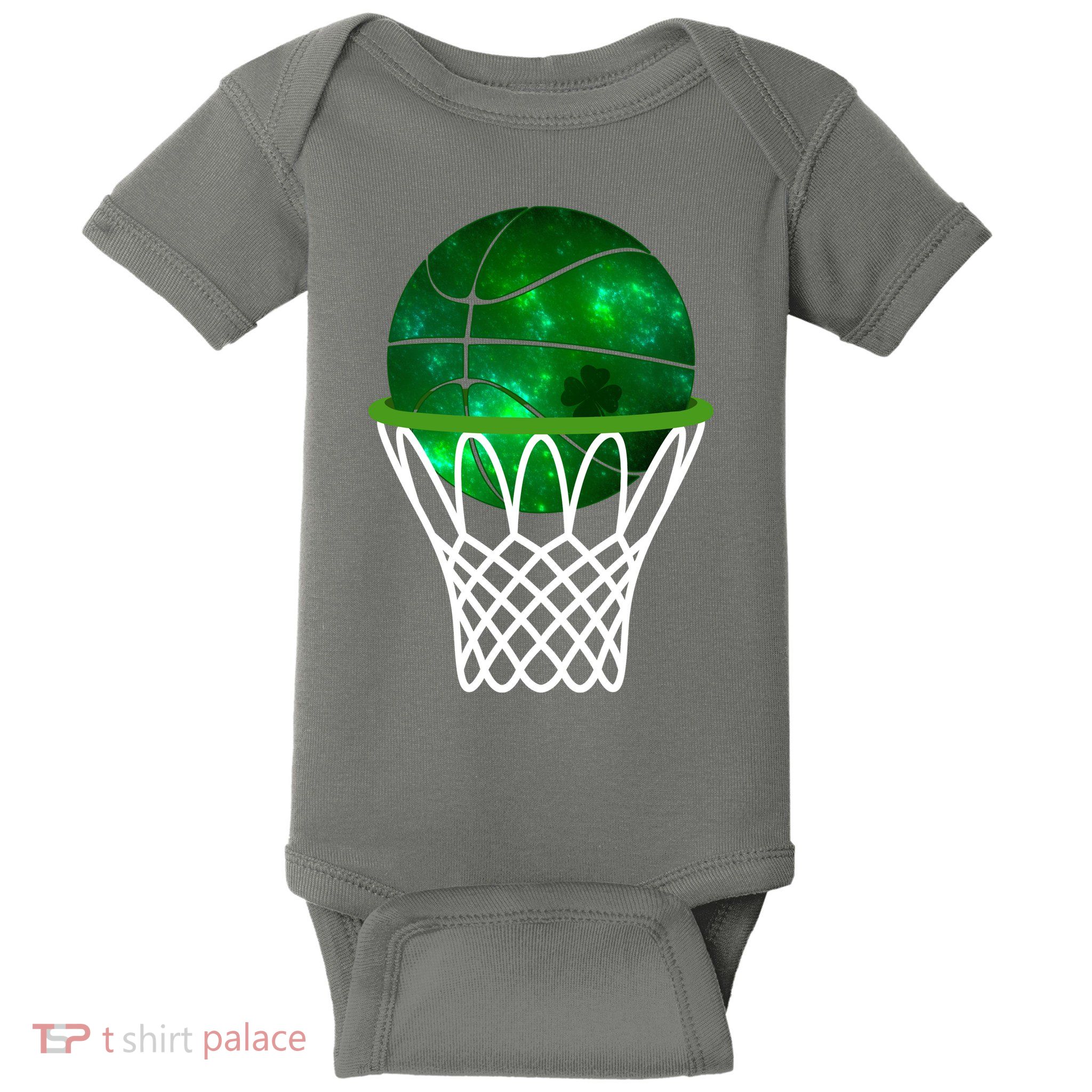 St Patricks Day Shamrock Basketball Irish Baby Bodysuit