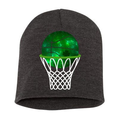 St Patricks Day Shamrock Basketball Irish Short Acrylic Beanie