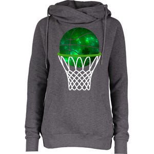 St Patricks Day Shamrock Basketball Irish Womens Funnel Neck Pullover Hood