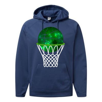 St Patricks Day Shamrock Basketball Irish Performance Fleece Hoodie