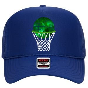 St Patricks Day Shamrock Basketball Irish High Crown Mesh Back Trucker Hat