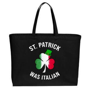 St Patricks Day, St Patrick Was Italian, Irish Shamrock Cotton Canvas Jumbo Tote