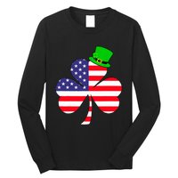 St Patricks Day Irish American Flag Shamrock Long Sleeve Shirt