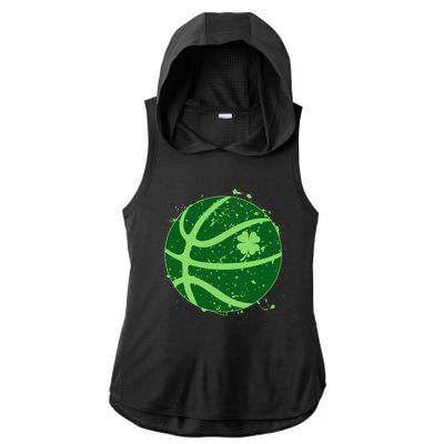 St Patrick's Day Lucky Shamrock Paint Splat Basketball Ladies PosiCharge Tri-Blend Wicking Draft Hoodie Tank