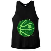 St Patrick's Day Lucky Shamrock Paint Splat Basketball Ladies PosiCharge Tri-Blend Wicking Tank