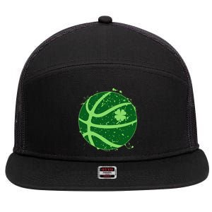 St Patrick's Day Lucky Shamrock Paint Splat Basketball 7 Panel Mesh Trucker Snapback Hat