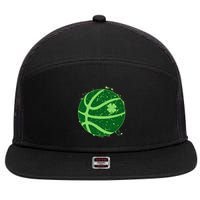 St Patrick's Day Lucky Shamrock Paint Splat Basketball 7 Panel Mesh Trucker Snapback Hat