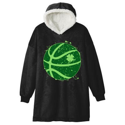 St Patrick's Day Lucky Shamrock Paint Splat Basketball Hooded Wearable Blanket