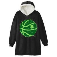 St Patrick's Day Lucky Shamrock Paint Splat Basketball Hooded Wearable Blanket