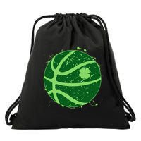 St Patrick's Day Lucky Shamrock Paint Splat Basketball Drawstring Bag