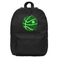 St Patrick's Day Lucky Shamrock Paint Splat Basketball 16 in Basic Backpack