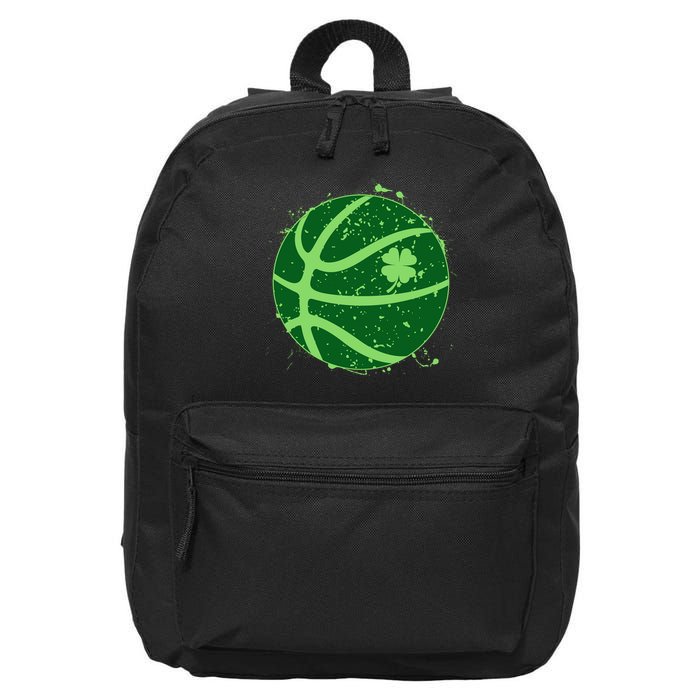 St Patrick's Day Lucky Shamrock Paint Splat Basketball 16 in Basic Backpack