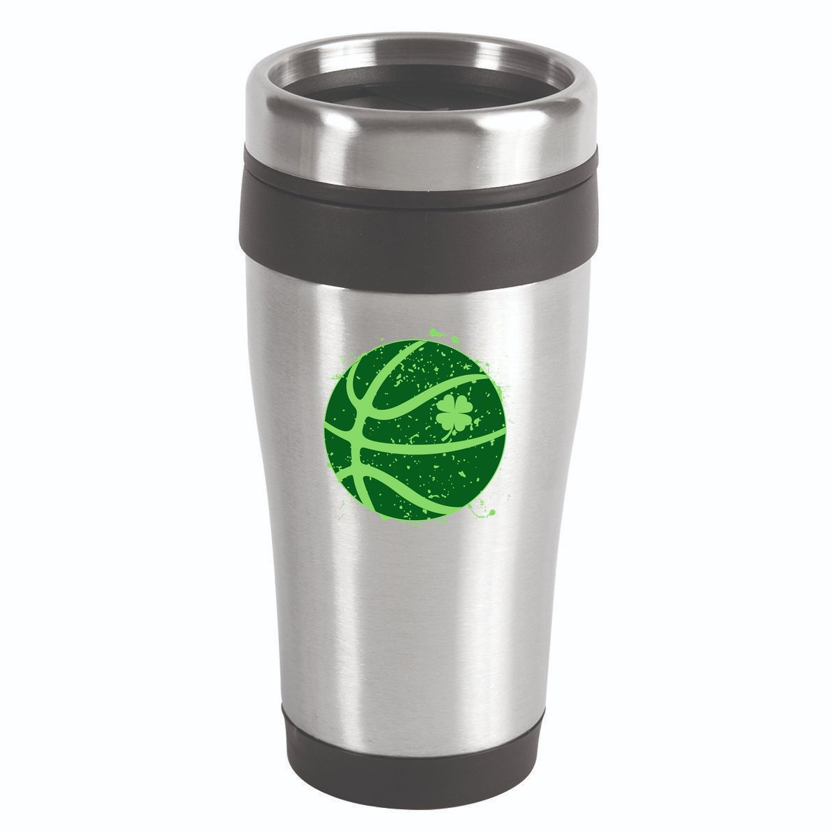 St Patrick's Day Lucky Shamrock Paint Splat Basketball 16oz Travel Tumbler