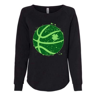 St Patrick's Day Lucky Shamrock Paint Splat Basketball Womens California Wash Sweatshirt