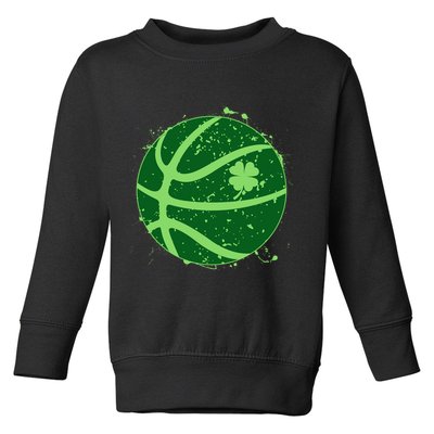 St Patrick's Day Lucky Shamrock Paint Splat Basketball Toddler Sweatshirt