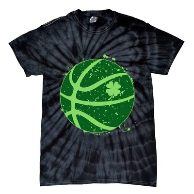 St Patrick's Day Lucky Shamrock Paint Splat Basketball Tie-Dye T-Shirt