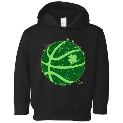 St Patrick's Day Lucky Shamrock Paint Splat Basketball Toddler Hoodie