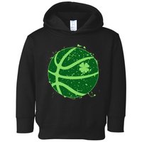 St Patrick's Day Lucky Shamrock Paint Splat Basketball Toddler Hoodie