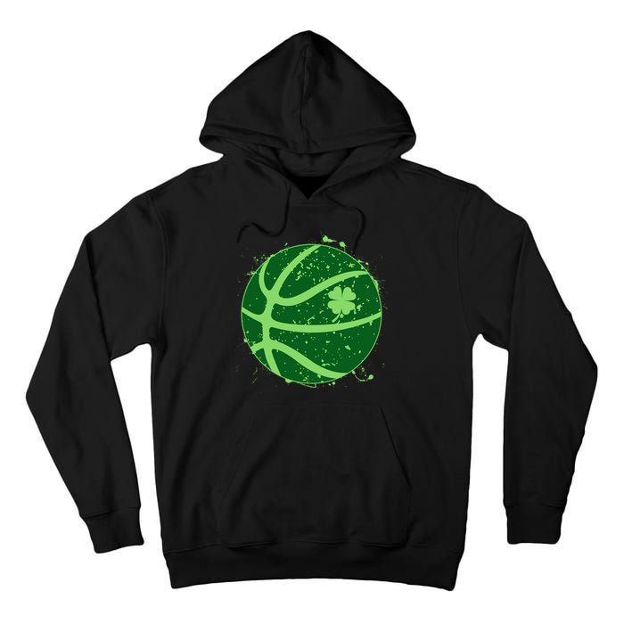 St Patrick's Day Lucky Shamrock Paint Splat Basketball Tall Hoodie