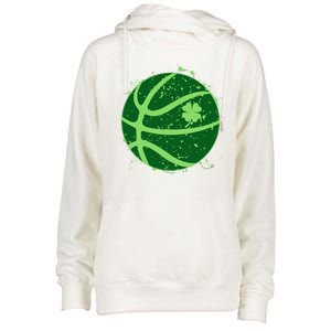 St Patrick's Day Lucky Shamrock Paint Splat Basketball Womens Funnel Neck Pullover Hood