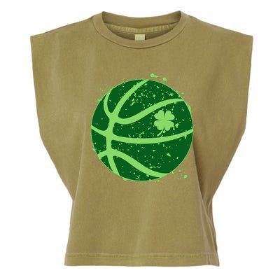 St Patrick's Day Lucky Shamrock Paint Splat Basketball Garment-Dyed Women's Muscle Tee