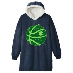 St Patrick's Day Lucky Shamrock Paint Splat Basketball Hooded Wearable Blanket