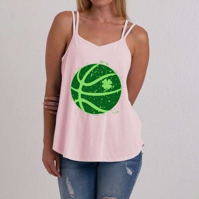 St Patrick's Day Lucky Shamrock Paint Splat Basketball Women's Strappy Tank