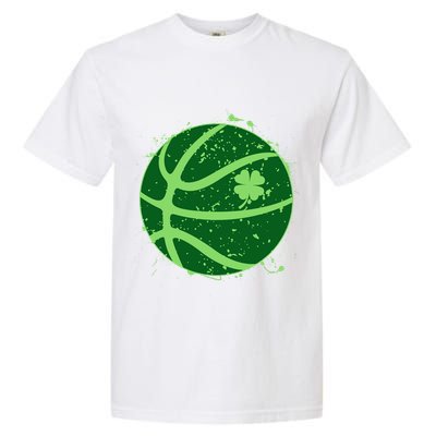 St Patrick's Day Lucky Shamrock Paint Splat Basketball Garment-Dyed Heavyweight T-Shirt