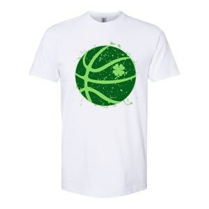 St Patrick's Day Lucky Shamrock Paint Splat Basketball Softstyle CVC T-Shirt