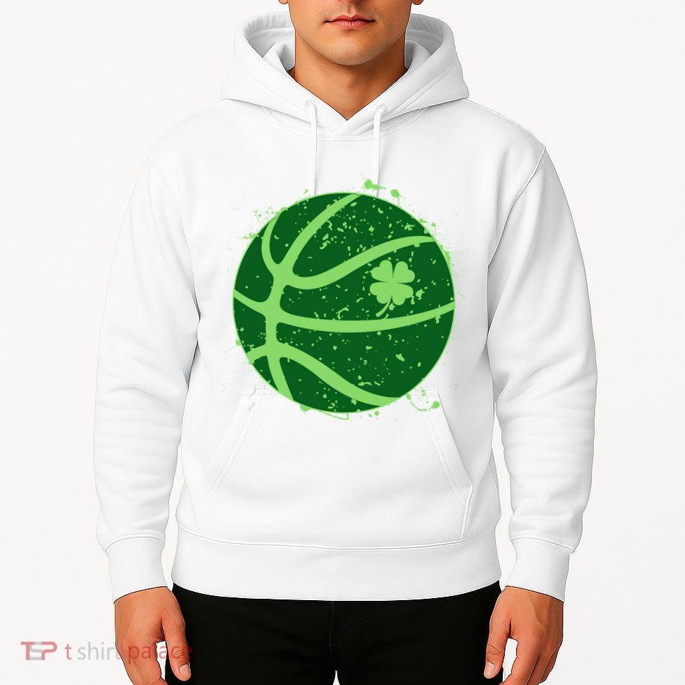 St Patrick's Day Lucky Shamrock Paint Splat Basketball Hoodie