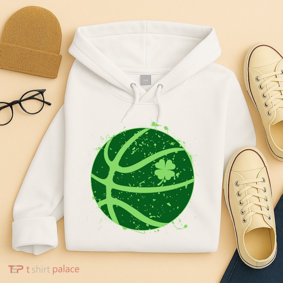 St Patrick's Day Lucky Shamrock Paint Splat Basketball Hoodie